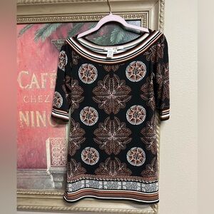 Max Studio Black Floral Design Tunic